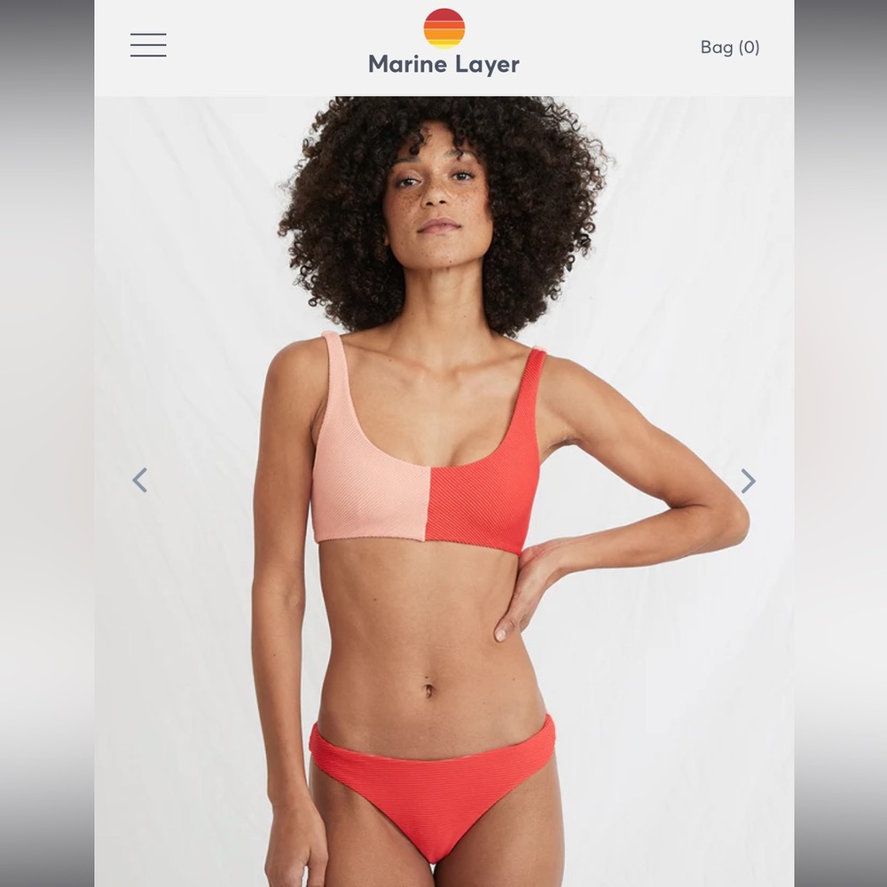 Mallorca Bikini // Large Top, Medium Bottom // Poppy Red/Peach Pink